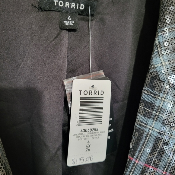 Torrid Gray Plaid Sequin Blazer - Picture 6 of 9